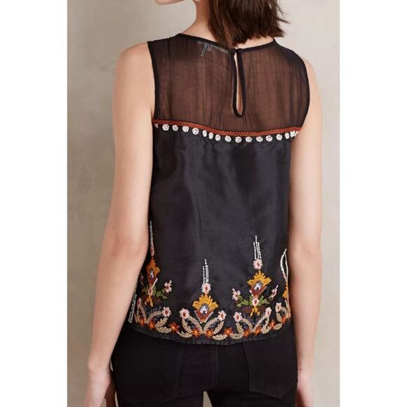 Anthropologie FLOREAT Nalini‎ Beaded Blue Embroidered Beaded Sleeveless Top SZ 2 - Picture 2 of 13